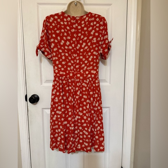 Madewell Happy Hibiscus Button Front Mini Dress Red Floral Size 10 - Picture 5 of 16